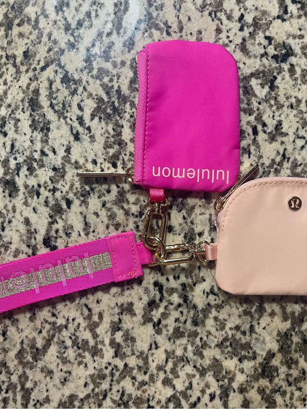 lululemon athletica Hot Pink and Blush Wristlet Key & Card Holder Set